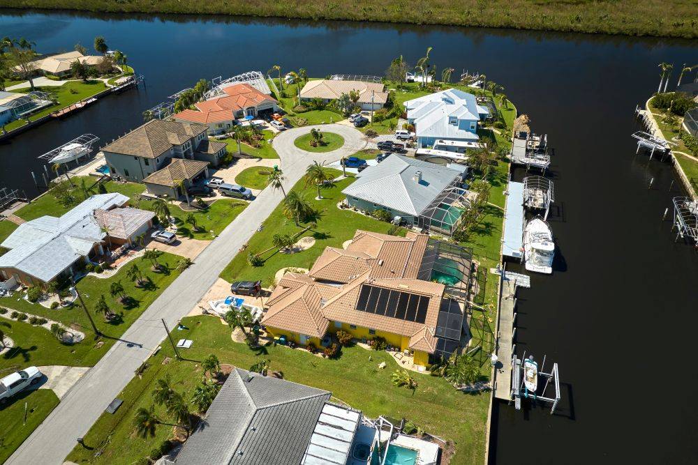 aerial fort myers florida suburb